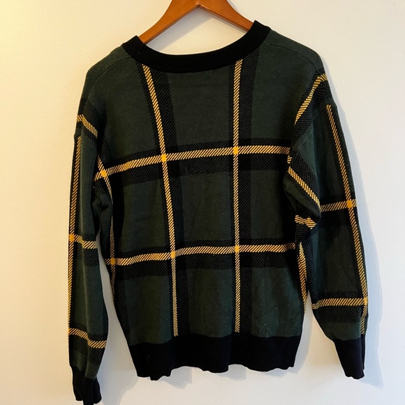 Green Plaid Women's Sweater - Picture 2 of 3